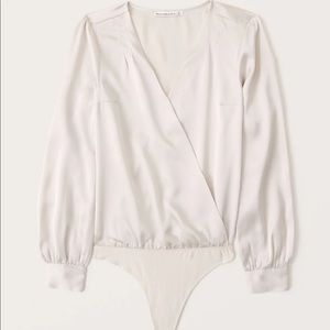 Abercrombie Long Sleeve Satin Wrap Bodysuit